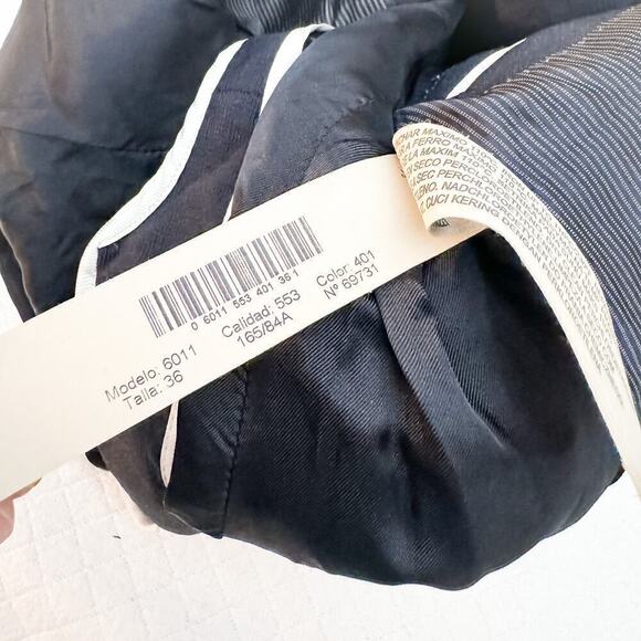 Massimo Dutti Navy Blue Wool One Button Blazer Model 6011 Size 36 - Picture 3 of 6